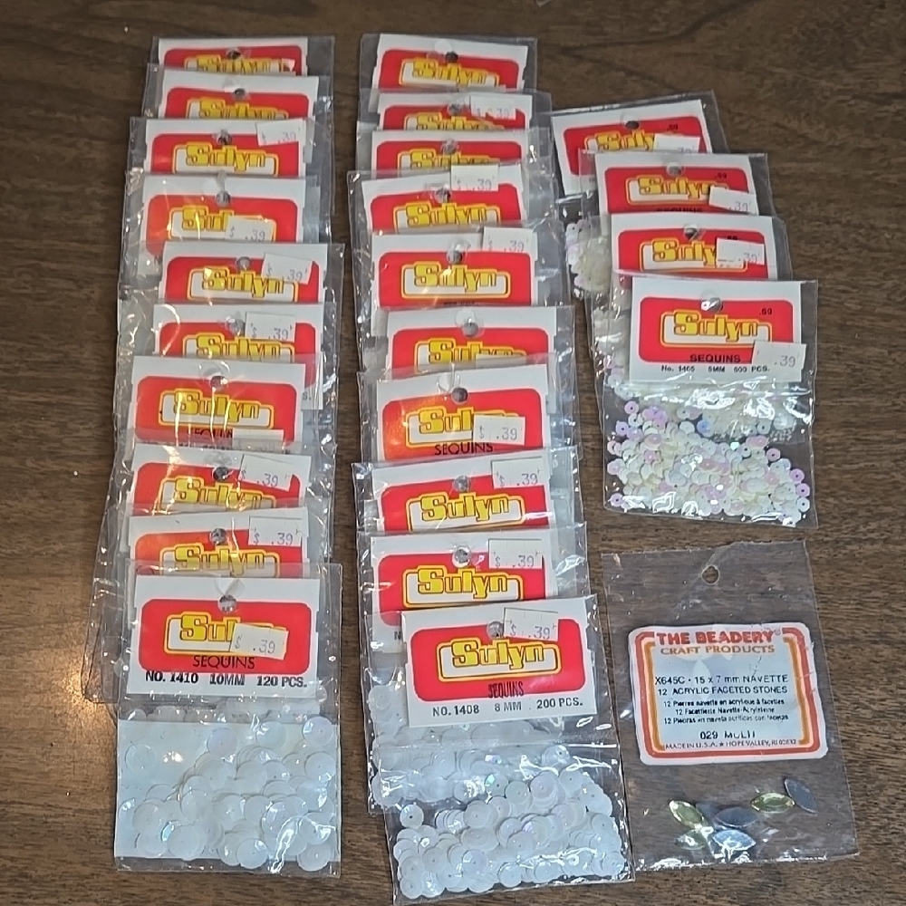 25 Piece Sequins Packs Bundle, 5mm 7mm 8mm 10mm, New